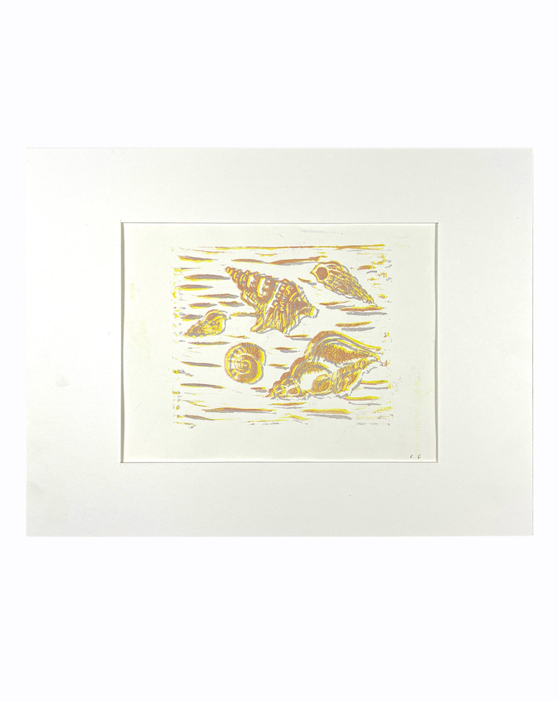 Shell Linocut (pink/yellow/grey)