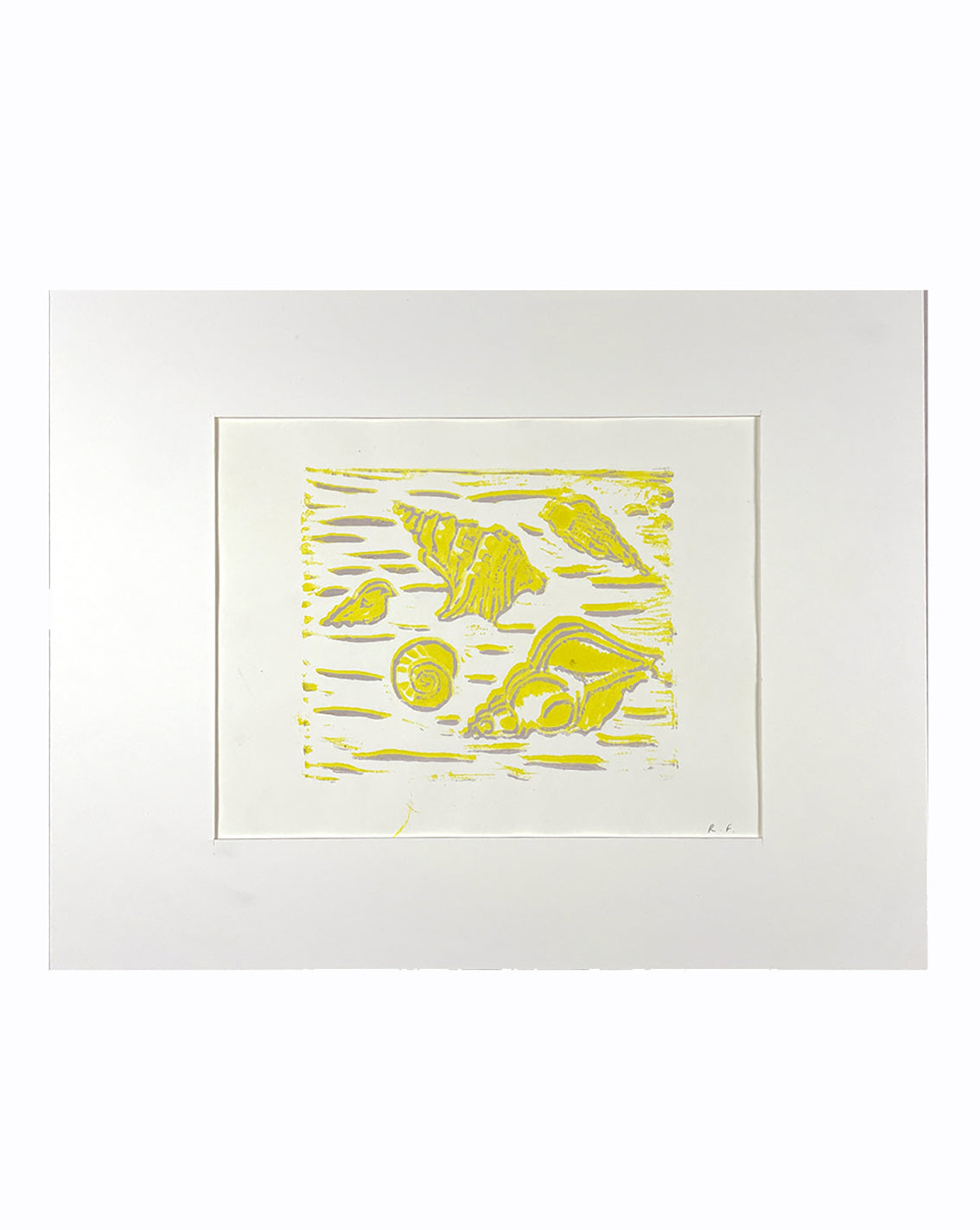 Shell Linocut (yellow/grey)