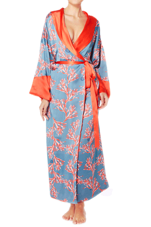 Long Silk Kimono Womens Dressing Gown Loungewear
