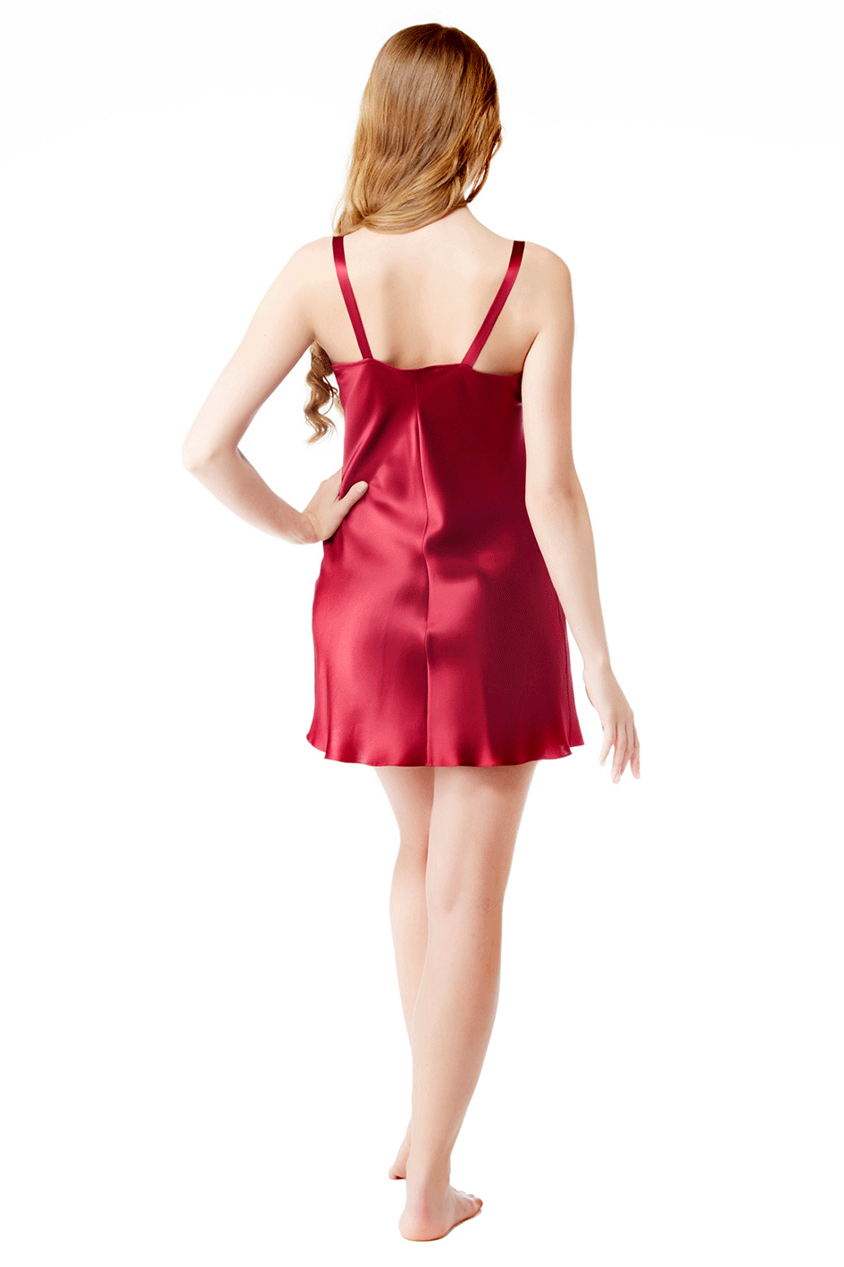 Red satin online night dress