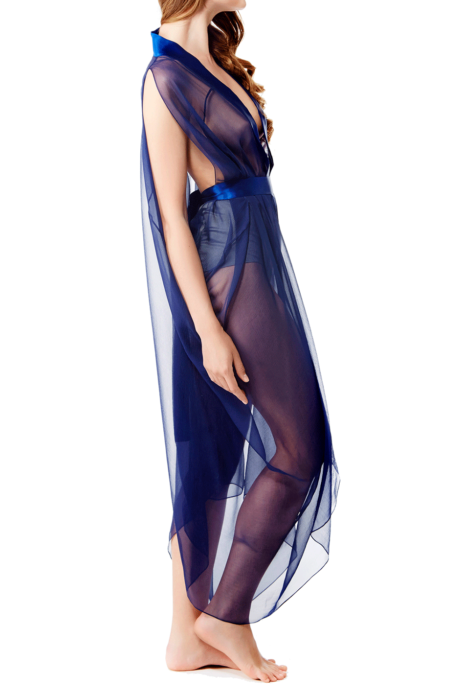 Silk top chiffon robe