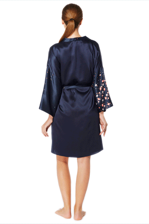 Short Silk Kimono Ladies Dressing Gown Loungewear