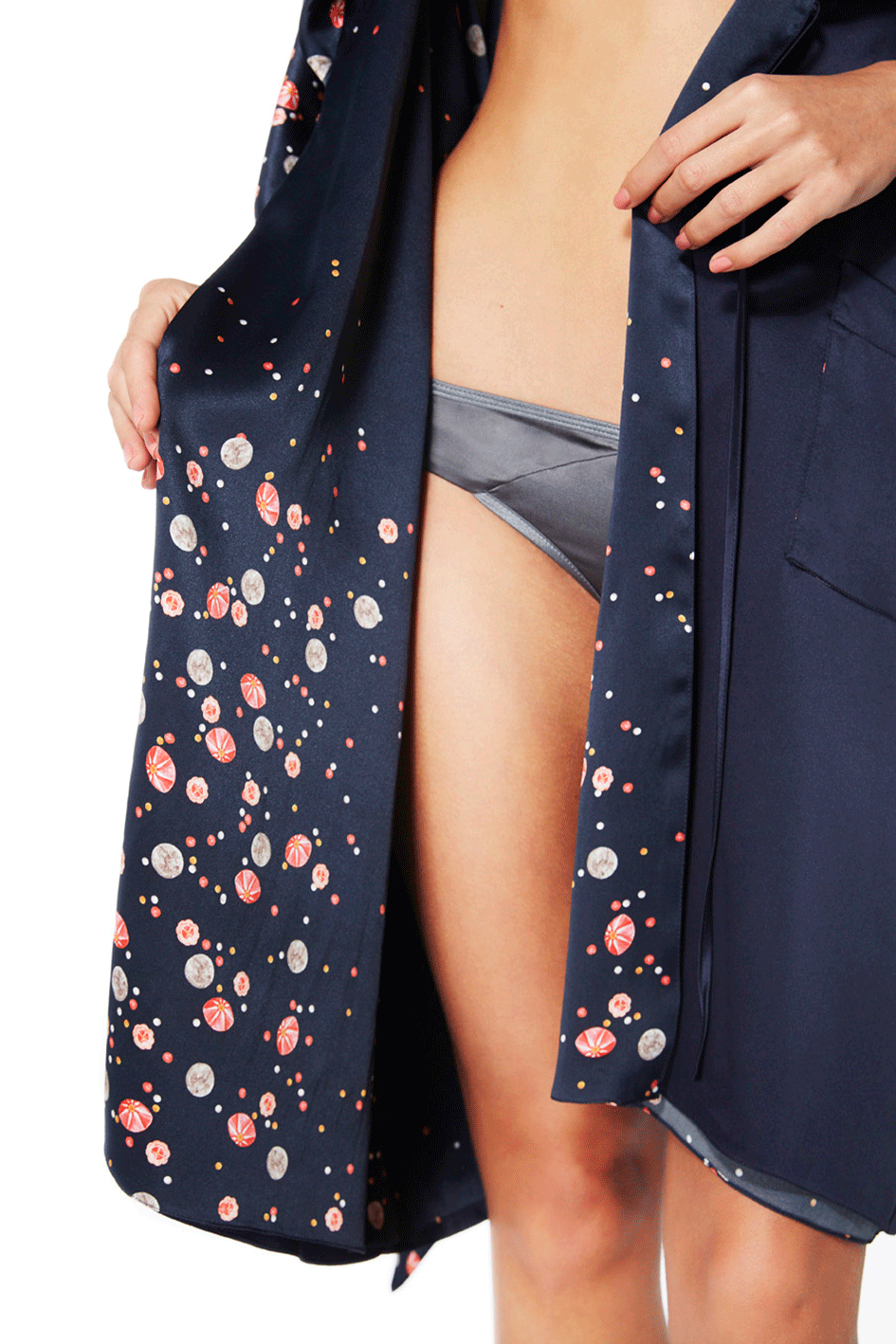 Moon Short Silk Robe